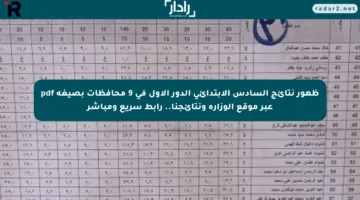 ظهور نتائج السادس الابتدائي الدور الأول في 9 محافظات بصيغة pdf عبر موقع الوزارة ونتائجنا.. رابط سريع ومباشر